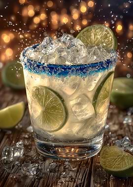Refreshing Margarita with Lime and Ice