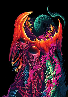 Colorful Monster Illustration on Black Background