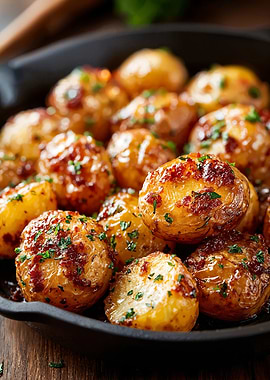 Roasted Potatoes with Herbs in Pan