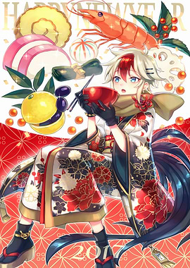 Anime Boy Celebrating New Year