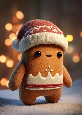 Gingerbread Man with Santa Hat