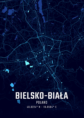Bielsko-Biała Midnight City Map