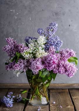 Lilac Bouquet in Glass Vase
