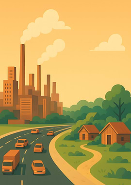 Cityscape with Industry and Nature