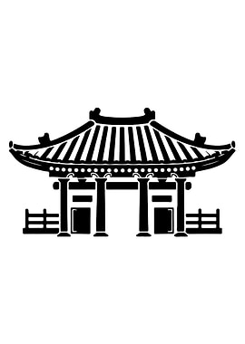 Japanese Temple Gate Silhouette