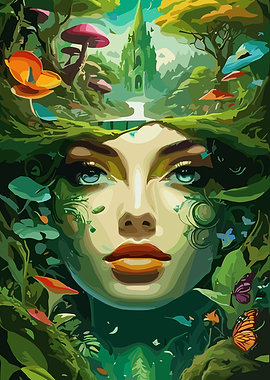 Forest Spirit Portrait with Castle Backdrop