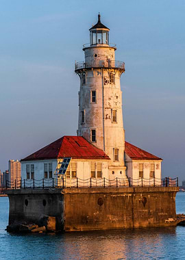 Chicago Harbor Lighthouse at Sunset