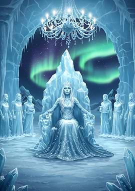 Ice Queen on Throne with Aurora