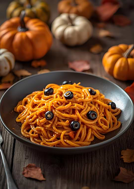 Halloween Pasta with Pumpkins