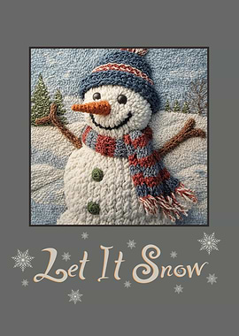 Fibre Art Snowman with Let It Snow Text