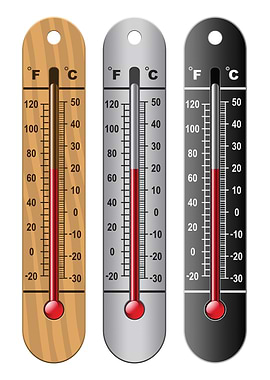 Three Thermometers with Varying Temperatures
