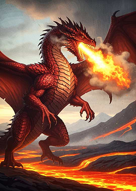 Dragon Breathing Fire Lava