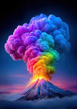 Colorful Volcano Eruption