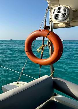 Boat ride with life preserver