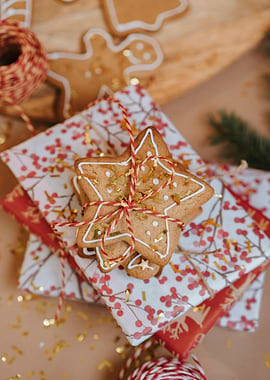 Festive Gingerbread Cookies and Wrapped Gifts