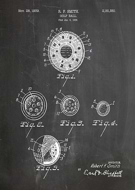 Golf Ball Patent Drawing - 1939