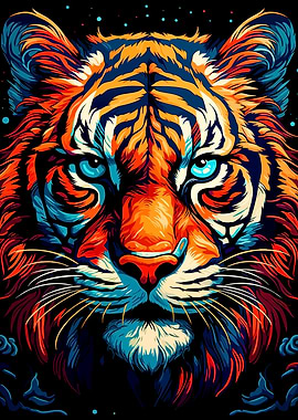 Colorful Tiger Portrait