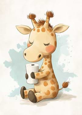 Cute Giraffe with Toilet Paper