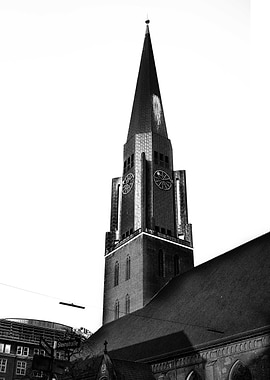 Black and White Church Tower