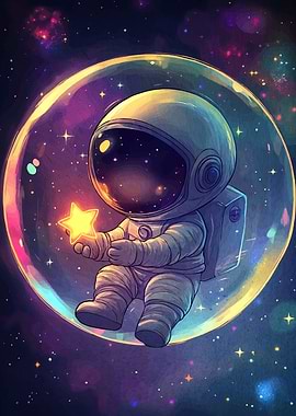Astronaut Holding Star Space
