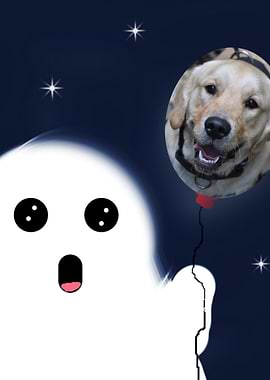 Cute Ghost with Dog Balloon