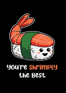 Cute Shrimp Sushi Cartoon Illustration