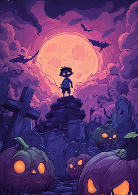 Halloween Night in the Graveyard