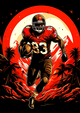 Football Player Running with Ball