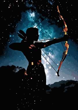 Archer Silhouette Against Starry Sky