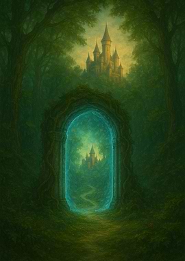 Fantasy Portal to Castle in Forest