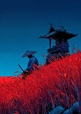 Samurai in Red Field