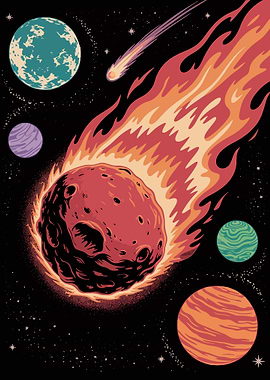 Retro Space Comet Illustration