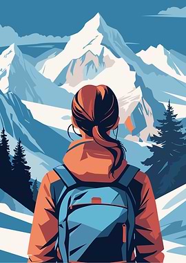 Mountain Hiker Minimalist Art