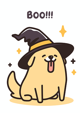 Cute Dog Wearing Witch Hat