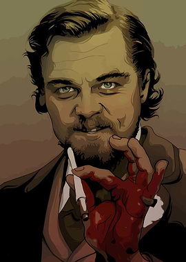 Leonardo DiCaprio digital art with blood