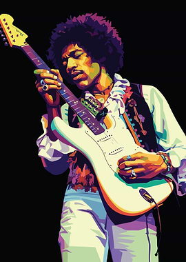 Jimi Hendrix Playing Guitar Pop Art