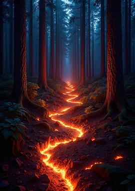 Lava Path Through Forest