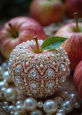 Jeweled Apple with Pearls