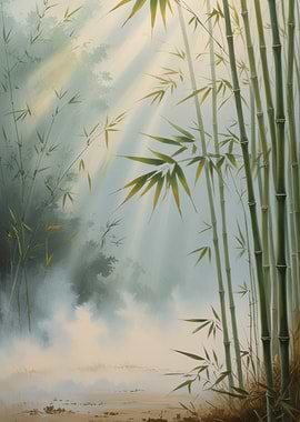 Bamboo Forest with Sunlight Painting