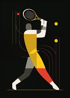 Abstract Tennis Player Illustration
