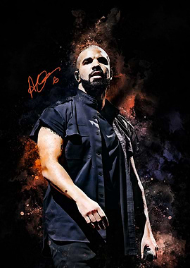 Drake Portrait with Signature