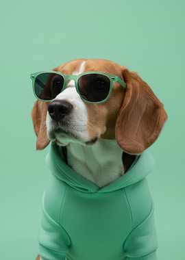 Cool Beagle Dog with Sunglasses