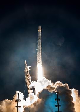 Rocket Launching into the Night Sky