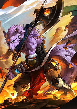 Wolf Warrior with Axe Fantasy Art