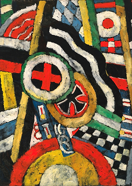 Marsden Hartley Abstract Geometric Painting with Circles and Stripes