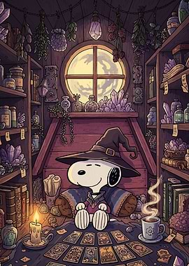 Snoopy the Witch Cartoon Illustration