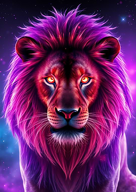 Neon Lion Portrait