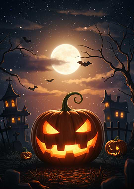 Halloween Night Pumpkin Jack-o'-Lantern