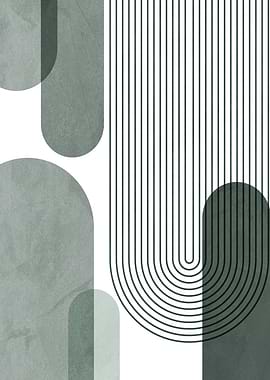 Abstract Geometric Art in Sage Green