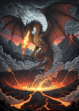 Dragon over Volcano